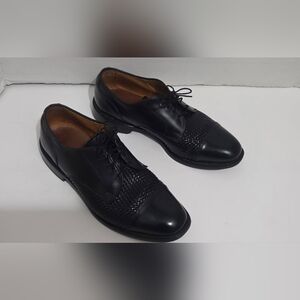 Allen Edmonds Lauderdale 2204 Mens 8.5B Black Woven Cap Toe Oxford Dress Shoes